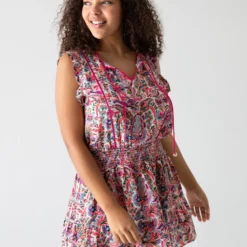 Natural Life Lyla Smocked Mini Dress - Pink Palms -Natural Life Shop 1A2A0169 20copy