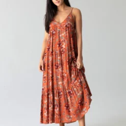 Natural Life Riley Maxi Dress - Orange Floral 9 Natural Life Riley Maxi Dress - Orange Floral -Natural Life Shop 1A2A0277 scaled