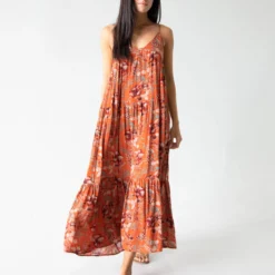 Natural Life Riley Maxi Dress - Orange Floral