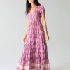 Natural Life Evangeline V-Neck Maxi Dress - Purple Border -Natural Life Shop 1A2A0421 scaled