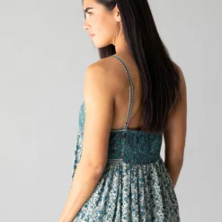 Natural Life Journey Boho Maxi Dress Teal - Floral Border -Natural Life Shop 1A2A0505 scaled
