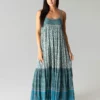 Natural Life Journey Boho Maxi Dress Teal - Floral Border -Natural Life Shop 1A2A0514 scaled