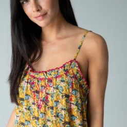 Natural Life Embroidered Harley Dress - Gold Floral