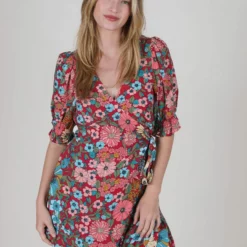 Natural Life Sophia Wrap Dress - Blue Red Floral -Natural Life Shop 1A2A3385 scaled