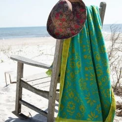 Natural Life Cotton Bungalow Beach Towel - Turquoise Mandala Border -Natural Life Shop 1A2A4023 scaled