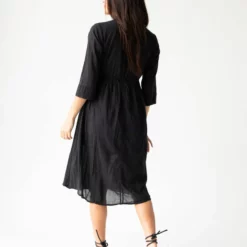 Natural Life Chloe Woven Midi Dress - Black -Natural Life Shop 1A2A4359 scaled