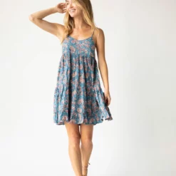 Natural Life Cleo Tiered Dress - Blue Rust Vines -Natural Life Shop 1A2A4391 scaled