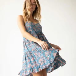 Natural Life Cleo Tiered Dress - Blue Rust Vines -Natural Life Shop 1A2A4415 scaled