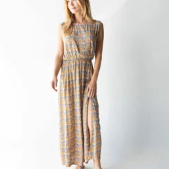 Natural Life Christine Maxi Dress - Blue Yellow Floral