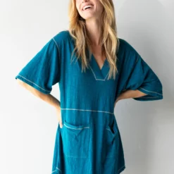 Natural Life Charlie V-Neck Dress - Lyon Blue -Natural Life Shop 1A2A4452 scaled