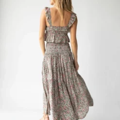 Natural Life Angelina Midi Skirt - Green Pink Leaf -Natural Life Shop 1A2A4532 20copy scaled