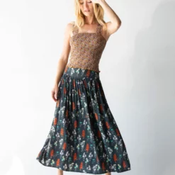 Natural Life Addie Midi Skirt - Charcoal Bouquet -Natural Life Shop 1A2A4701 scaled