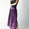 Natural Life Addie Midi Skirt - Navy Pink Floral Border -Natural Life Shop 1A2A4776 Edit scaled