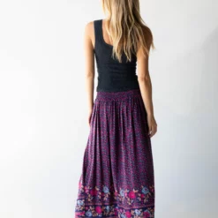 Natural Life Addie Midi Skirt - Navy Pink Floral Border -Natural Life Shop 1A2A4793 scaled