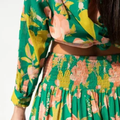 Natural Life Hanna Convertible Maxi Skirt - Green Coral Floral -Natural Life Shop 1A2A4940 scaled