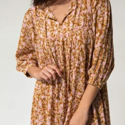 Natural Life Rose Dress - Pink Amber Vines -Natural Life Shop 1A2A5046 scaled