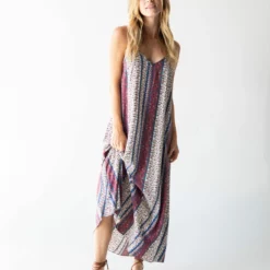 Natural Life Gracie V-Neck Slip Dress - Tan Stripe -Natural Life Shop 1A2A5059 scaled