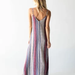 Natural Life Gracie V-Neck Slip Dress - Tan Stripe -Natural Life Shop 1A2A5093 scaled