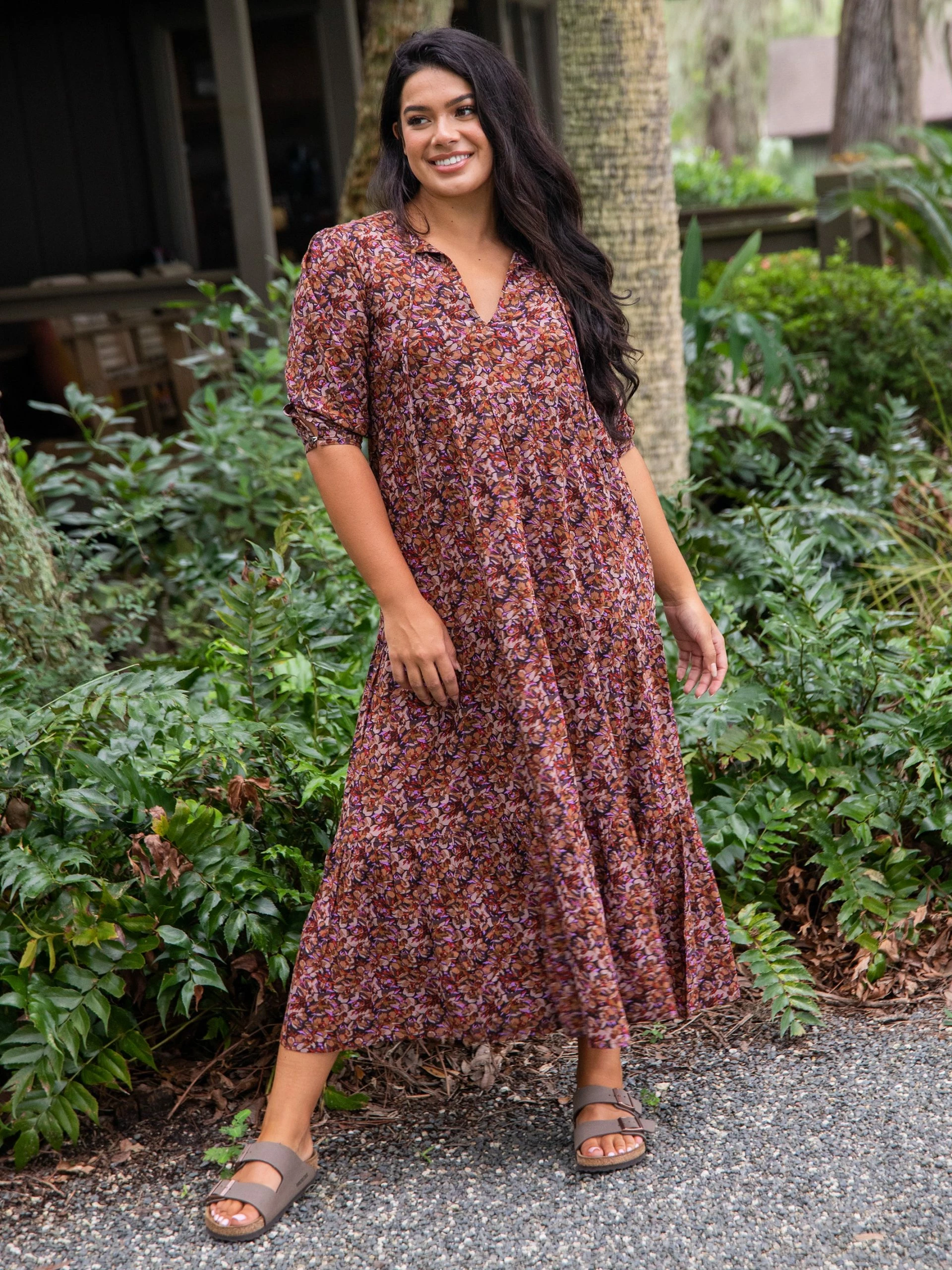 Natural Life Sage V-Neck Maxi Dress - Coco Floral 4 Natural Life Sage V-Neck Maxi Dress - Coco Floral - Image 2