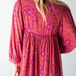 Natural Life Rose Dress - Rust Purple Floral -Natural Life Shop 1A2A5426 scaled
