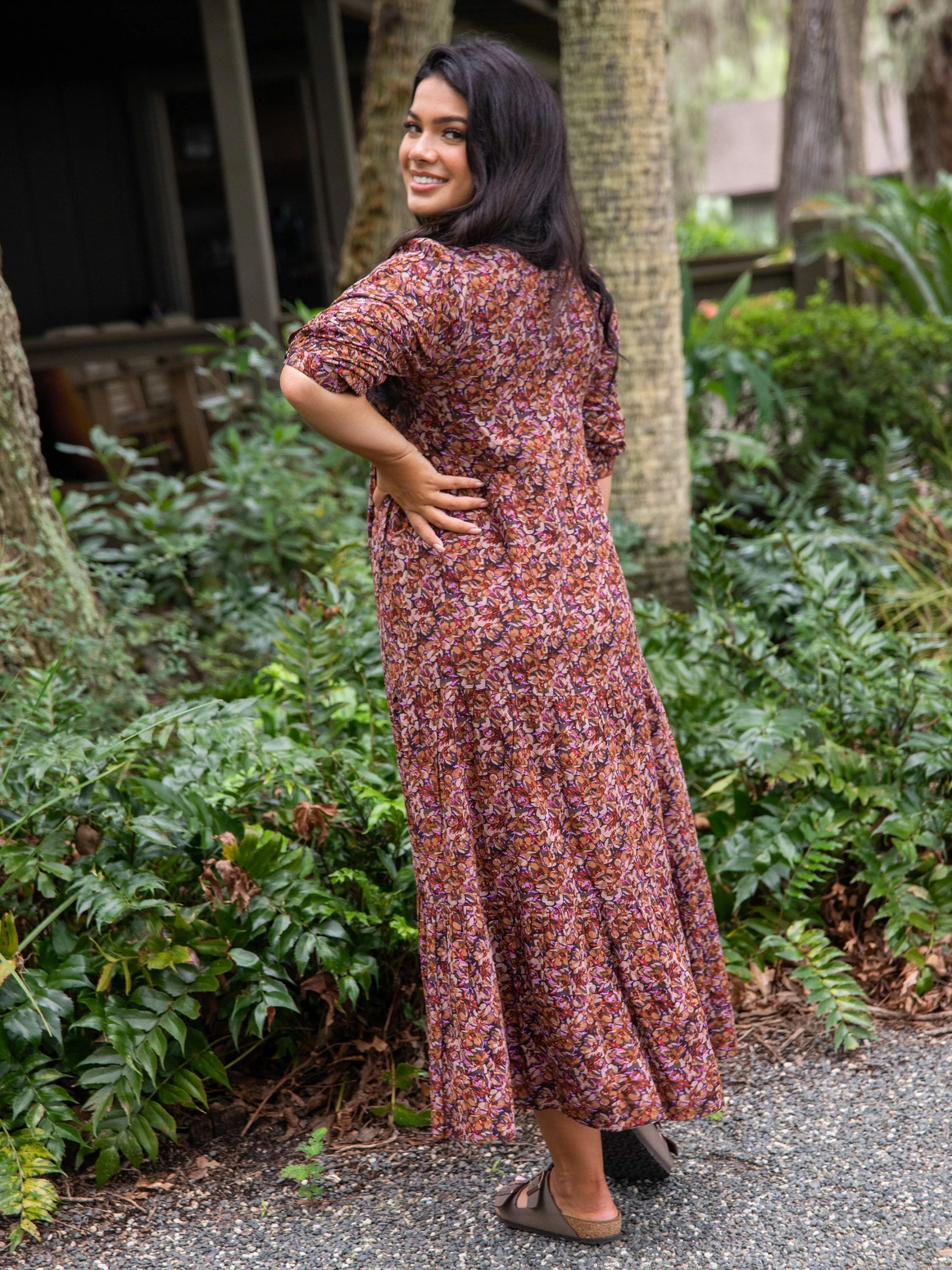 Natural Life Sage V-Neck Maxi Dress - Coco Floral 5 Natural Life Sage V-Neck Maxi Dress - Coco Floral - Image 3