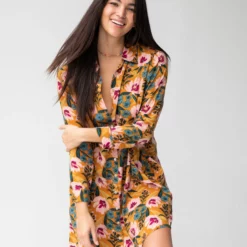 Natural Life Georgia Shirt Dress - Orange Pink Floral -Natural Life Shop 1A2A5492 scaled