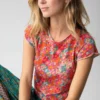 Natural Life Lily Printed Knit Tee Shirt - Pink Red Floral -Natural Life Shop 1A2A5734 scaled
