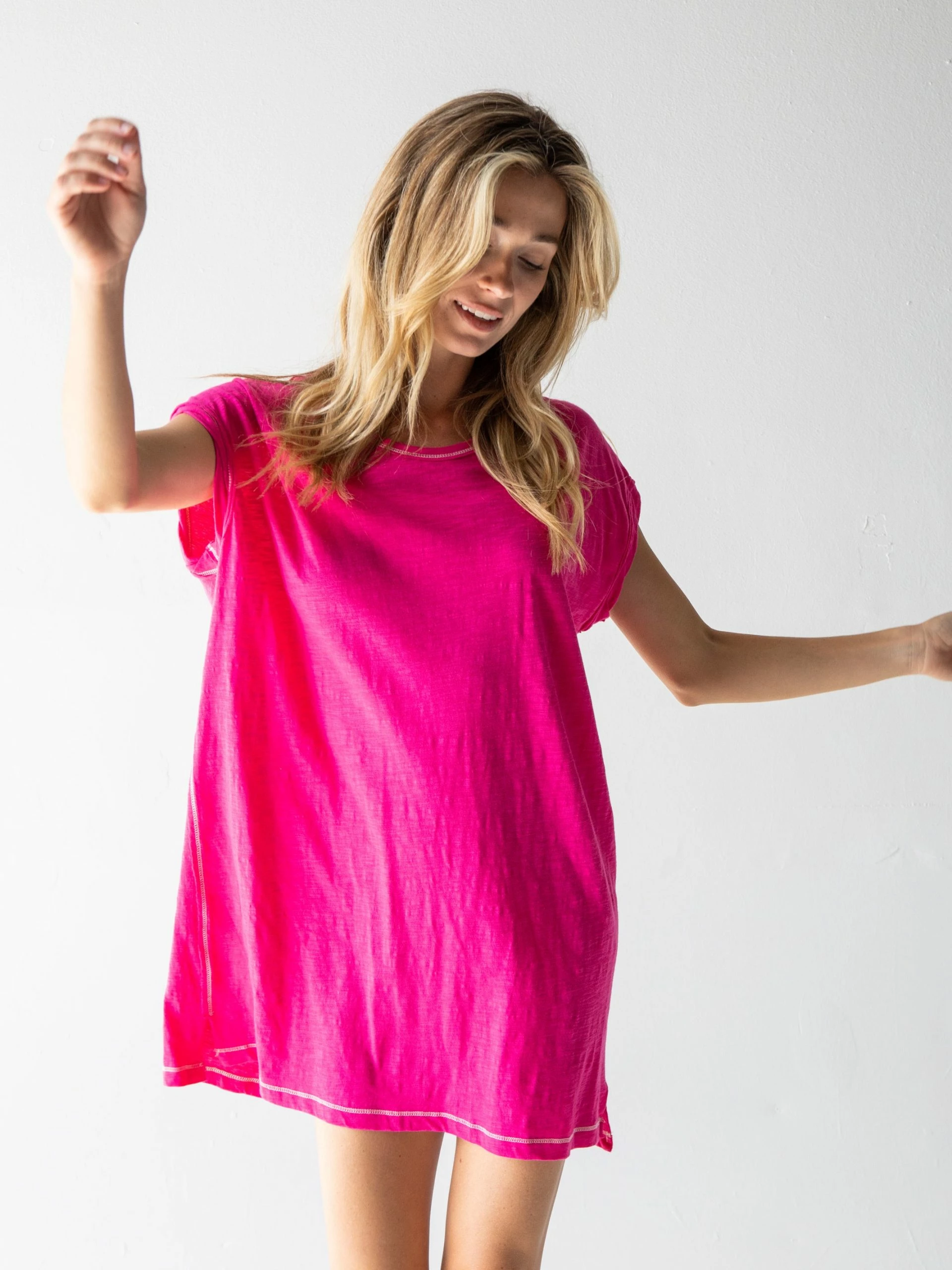 Natural Life Frankie Knit Tee Shirt Dress - Pink 4 Natural Life Frankie Knit Tee Shirt Dress - Pink - Image 2
