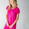 Natural Life Frankie Knit Tee Shirt Dress - Pink -Natural Life Shop 1A2A5761 scaled