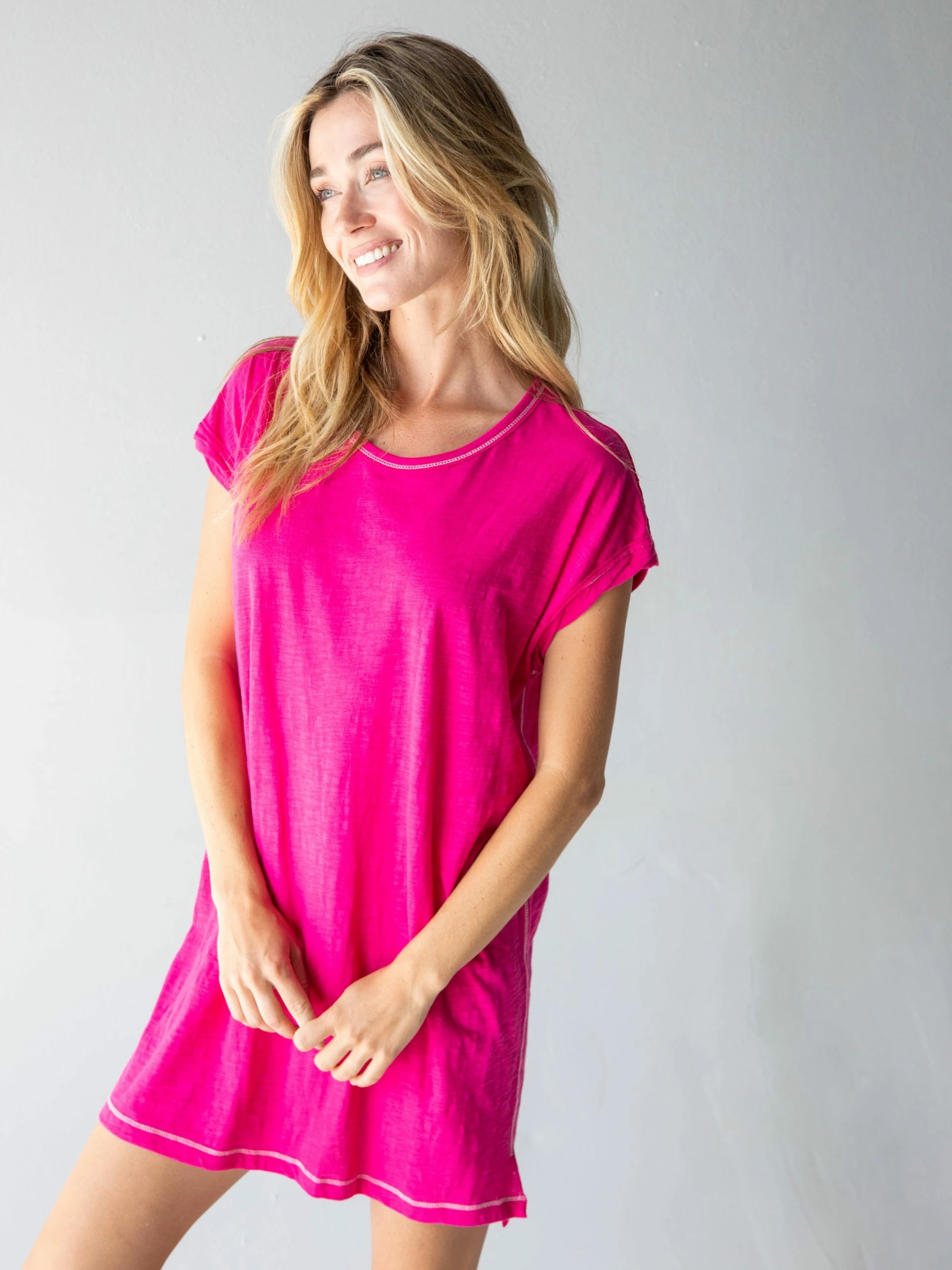 Natural Life Frankie Knit Tee Shirt Dress - Pink 3 Natural Life Frankie Knit Tee Shirt Dress - Pink