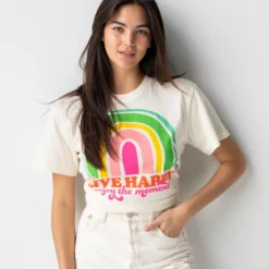 Natural Life Boyfriend Tee Shirt - Live Happy Rainbow -Natural Life Shop 1A2A5766 scaled