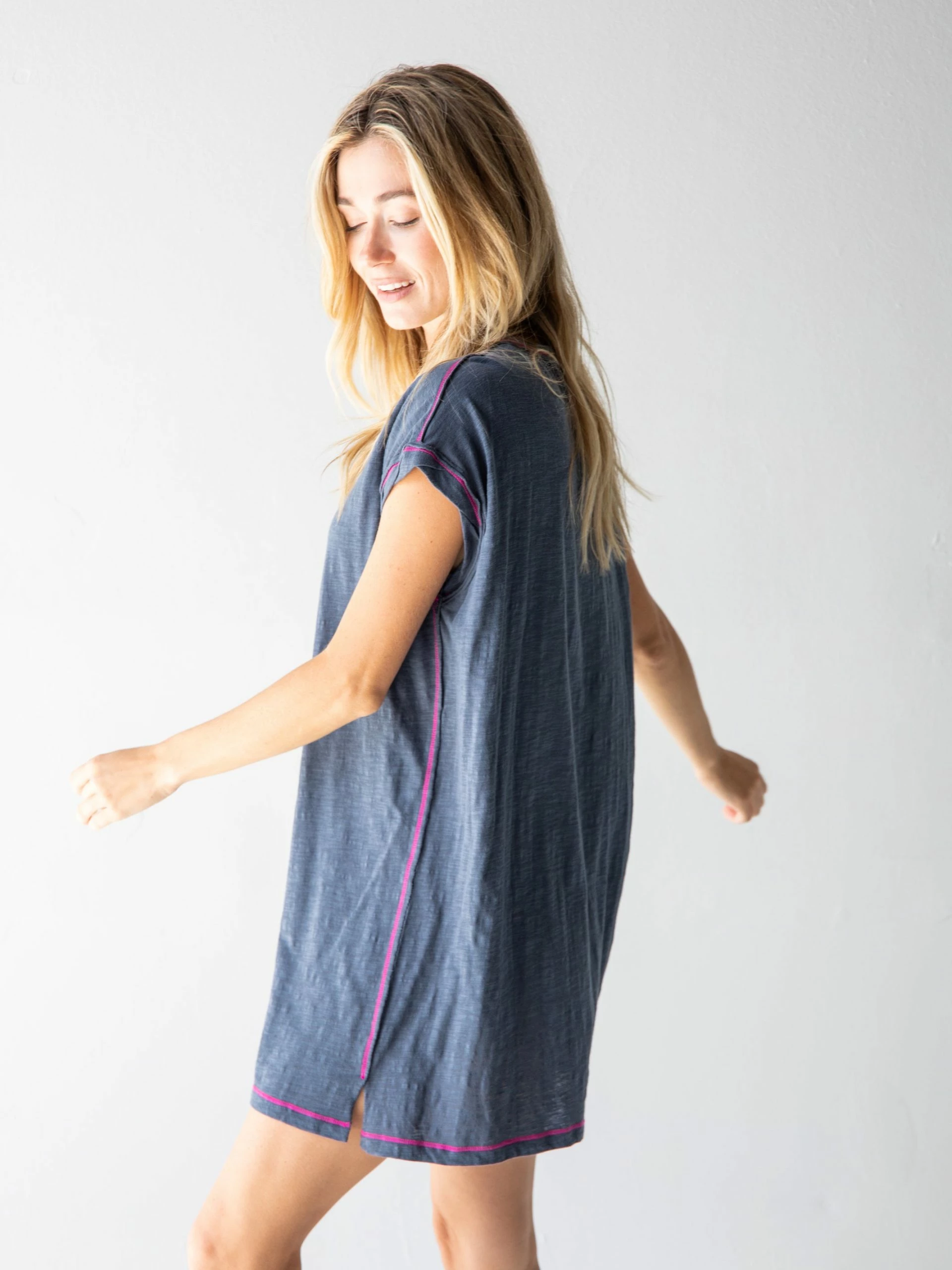 Natural Life Frankie Knit Tee Shirt Dress - Indigo 4 Natural Life Frankie Knit Tee Shirt Dress - Indigo - Image 2