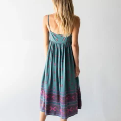 Natural Life Gigi Midi Dress - Teal Floral Border -Natural Life Shop 1A2A6244 scaled