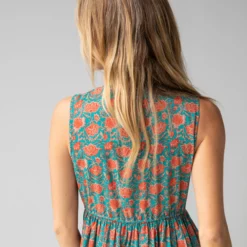 Natural Life Amelia Sleeveless Shirt Dress - Turquoise Vines -Natural Life Shop 1A2A6345 scaled