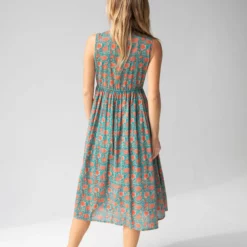 Natural Life Amelia Sleeveless Shirt Dress - Turquoise Vines -Natural Life Shop 1A2A6346 scaled