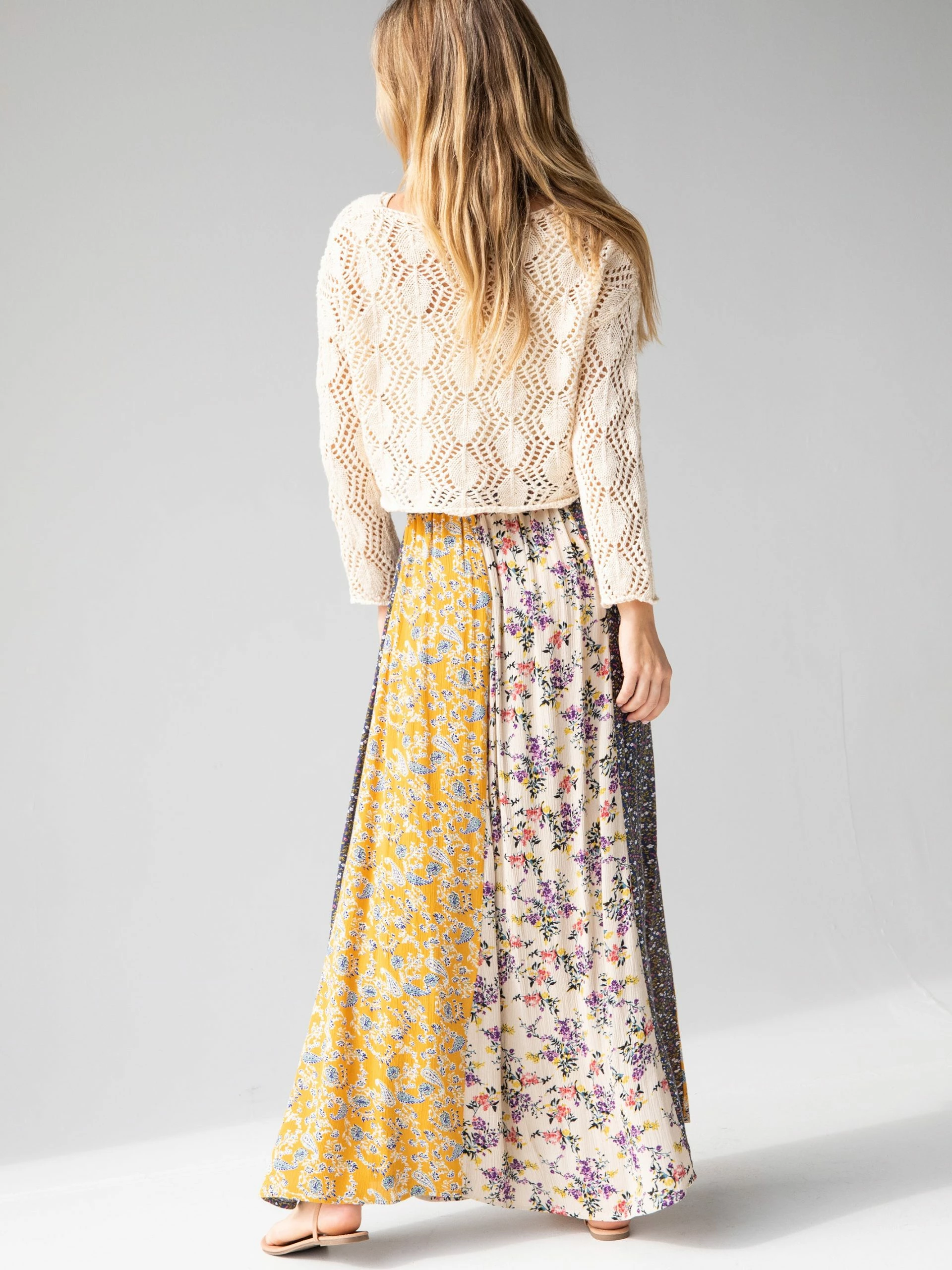Natural Life Valentina Maxi Skirt - Yellow Cream Floral Mix 5 Natural Life Valentina Maxi Skirt - Yellow Cream Floral Mix - Image 3