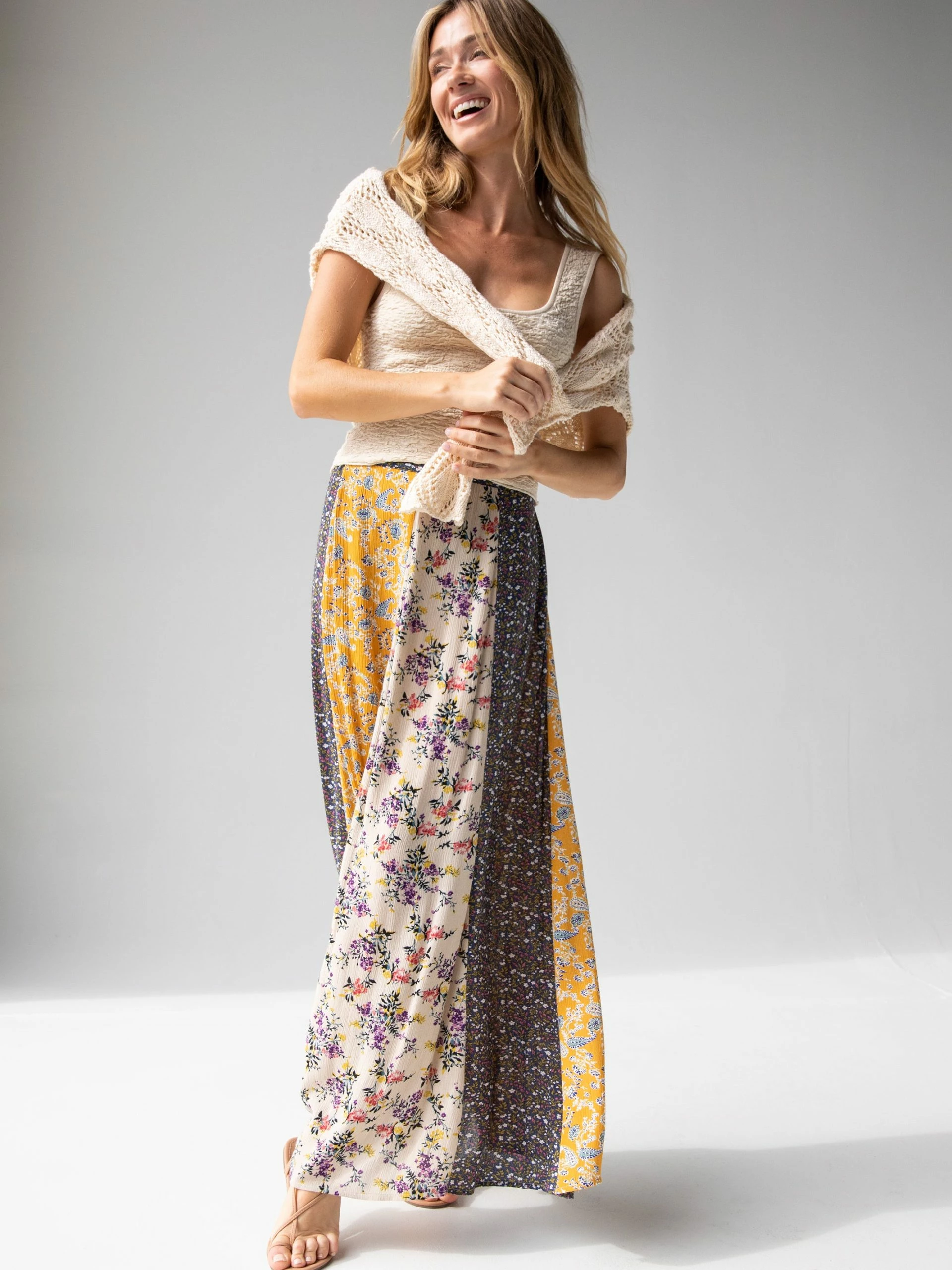 Natural Life Valentina Maxi Skirt - Yellow Cream Floral Mix 6 Natural Life Valentina Maxi Skirt - Yellow Cream Floral Mix - Image 4