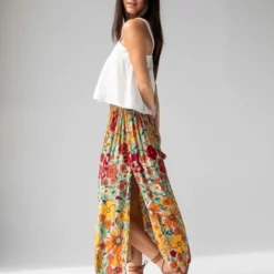 Natural Life Addie Midi Skirt - Gold Vintage Floral