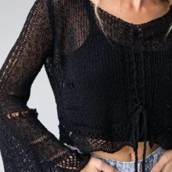 Natural Life Ashlyn Bell Sleeve Sweater - Black -Natural Life Shop 1A2A7012 20copy