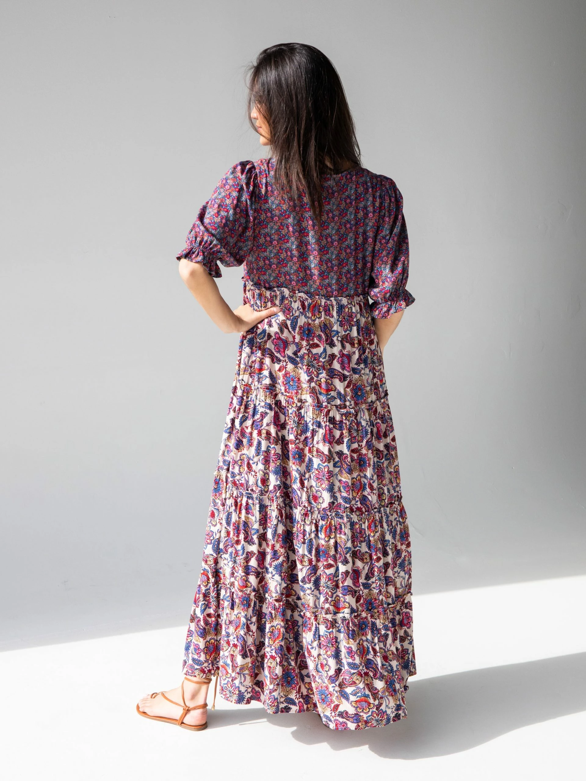 Natural Life Collette Tiered Maxi Dress - Pink Floral Paisley 5 Natural Life Collette Tiered Maxi Dress - Pink Floral Paisley - Image 3