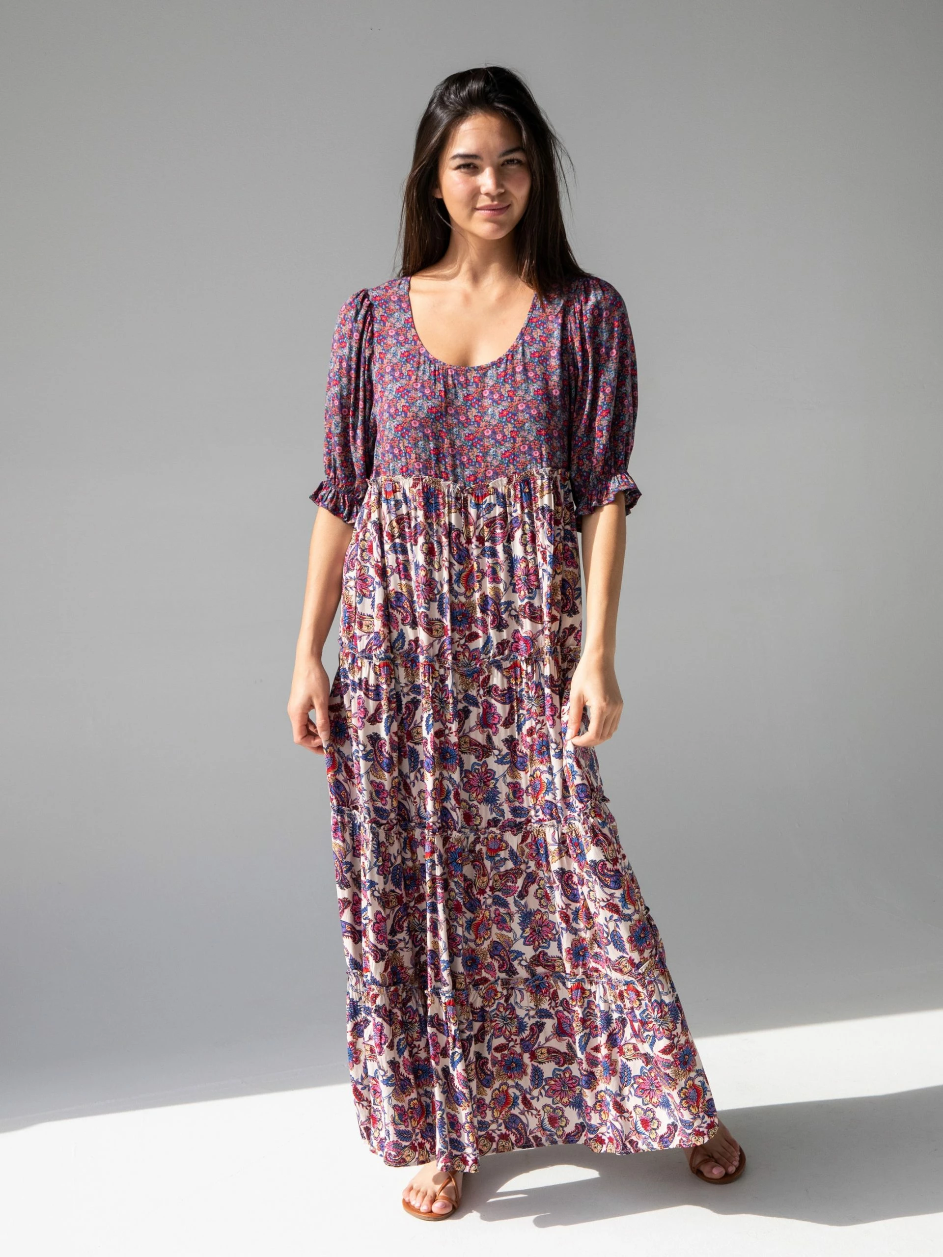 Natural Life Collette Tiered Maxi Dress - Pink Floral Paisley 4 Natural Life Collette Tiered Maxi Dress - Pink Floral Paisley - Image 2
