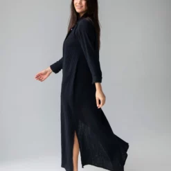 Natural Life Drew Gauze Shirt Dress - Black -Natural Life Shop 1A2A7355 scaled