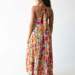 Natural Life Halle Printed Halter Maxi Dress - Fuschia Floral -Natural Life Shop 1A2A8147 scaled