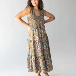 Natural Life Olivia Smocked Maxi Dress - Olive Floral -Natural Life Shop 1A2A8920 20copy scaled