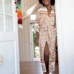 Natural Life Let's Go West Kaftan - Dusty Rose Floral Border -Natural Life Shop 1A2A8974 scaled