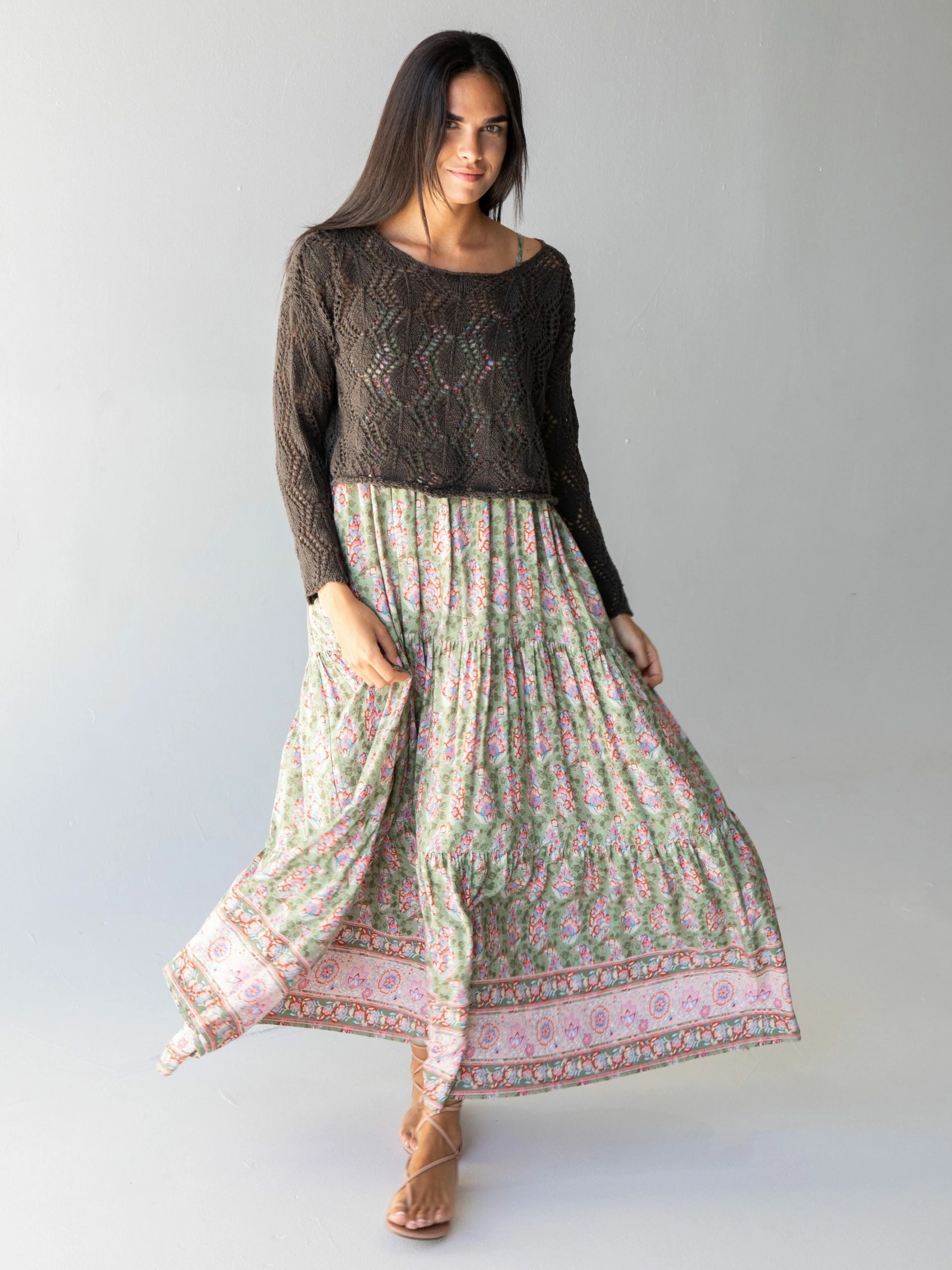 Natural Life Blythe Cropped Summer Sweater - Charcoal 5 Natural Life Blythe Cropped Summer Sweater - Charcoal - Image 3