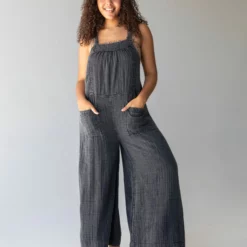 Natural Life Dakota Tie Gauze Overall - Washed Black -Natural Life Shop 1A2A9037 scaled