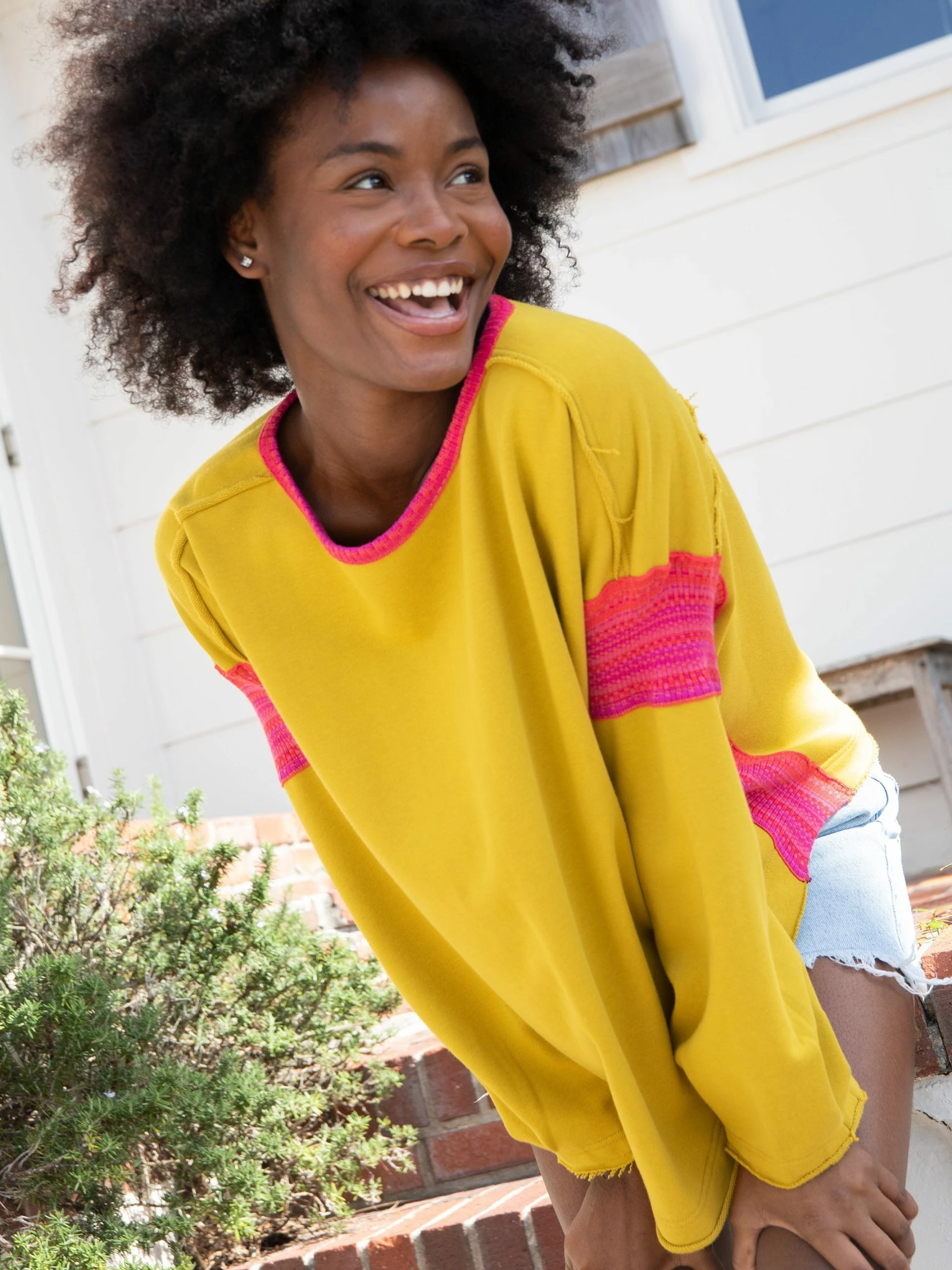 Natural Life Knit Trim Sweatshirt - Mustard 3 Natural Life Knit Trim Sweatshirt - Mustard