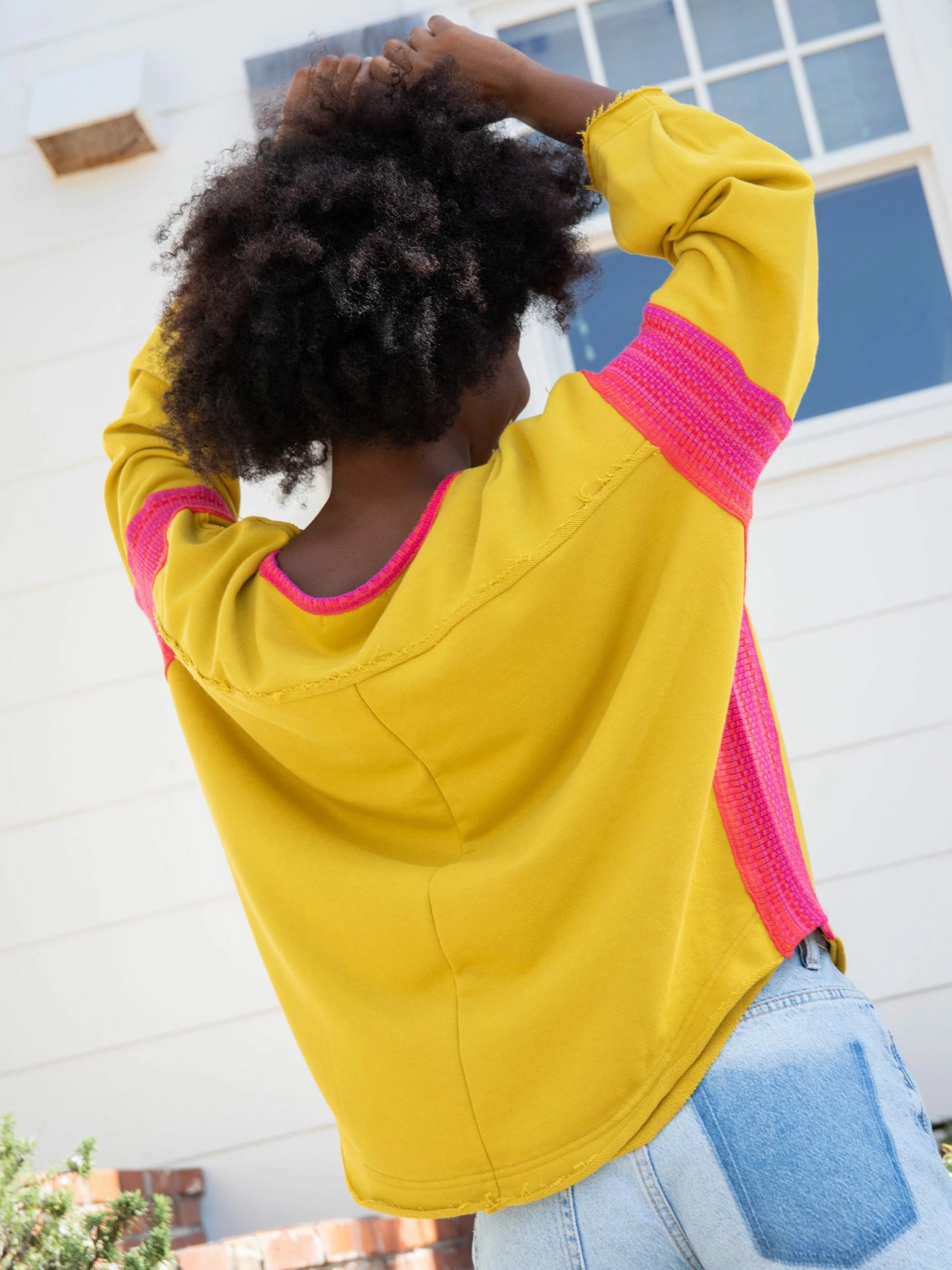 Natural Life Knit Trim Sweatshirt - Mustard 5 Natural Life Knit Trim Sweatshirt - Mustard - Image 3