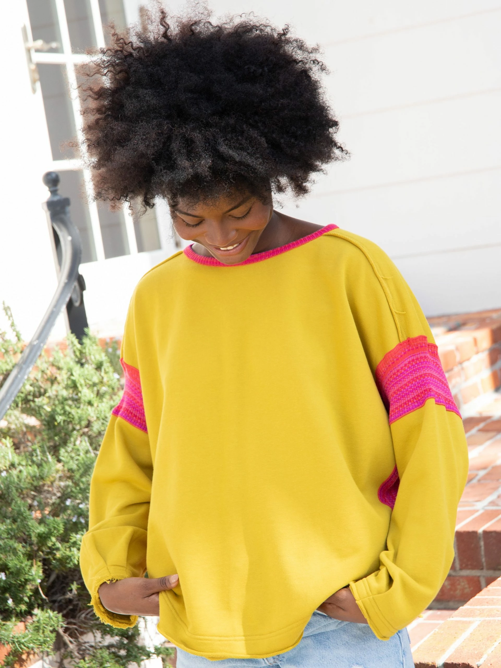 Natural Life Knit Trim Sweatshirt - Mustard 6 Natural Life Knit Trim Sweatshirt - Mustard - Image 4